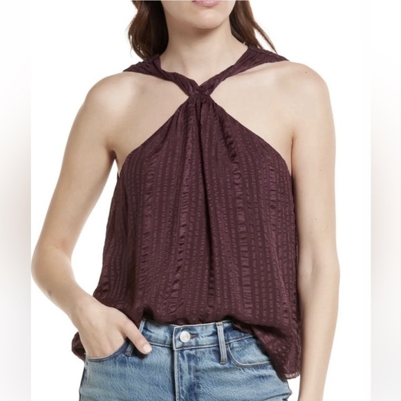 FRAME Deep eggplant sleeveless halter neck blouse size XS - Picture 1 of 15
